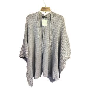 Janice Open kimono poncho Grey Sweater One Size NWT